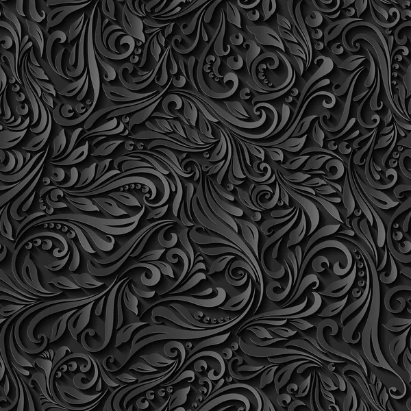 Бесшовные абстрактный черный цветочный узор — стоковый вектор