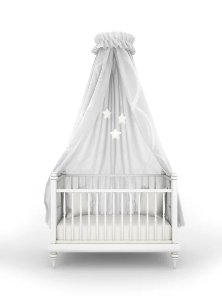 Детская кроватка, изолированные на белом фоне 3d рендеринга — стоковое фото