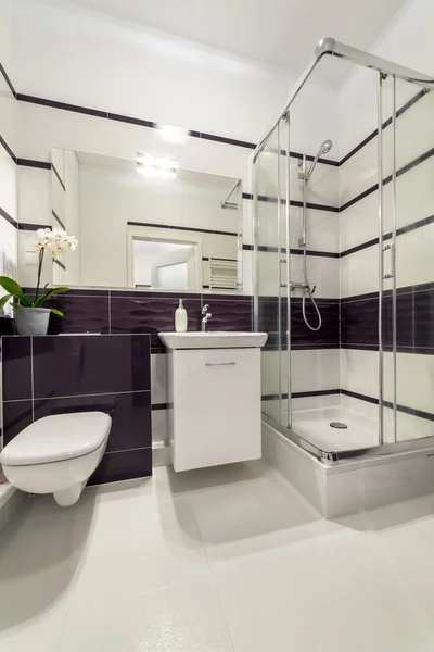 Современная ванная комната с душевой кабиной — стоковое фото
