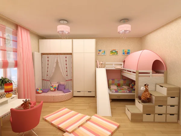 Рендеринг 3d классическая Детская комната — стоковое фото