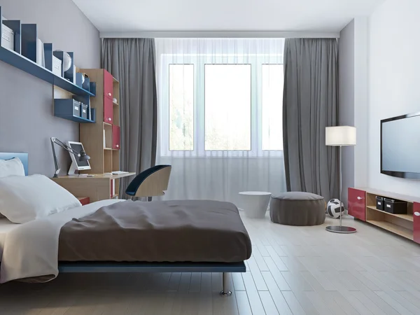 Светлые спальни минималистский стиль — стоковое фото