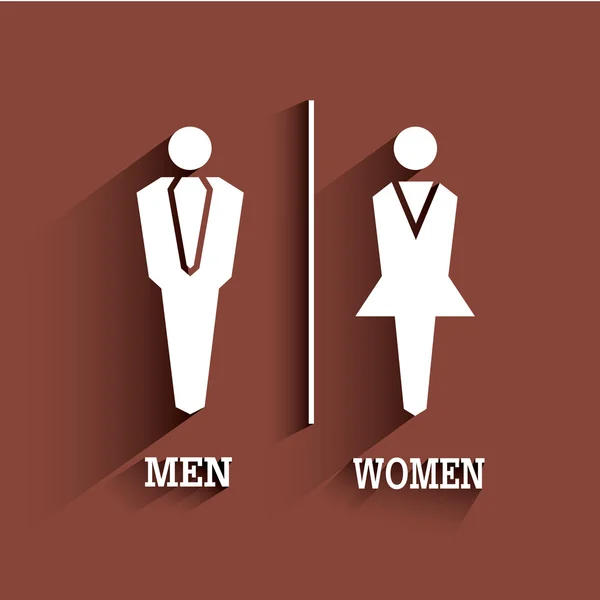 Знак wc. туалетный символ. мужчина и женщина с длинной тенью — стоковый вектор