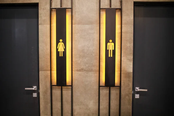 Restroom Sign Toilet Door Wood Background Toilet Sign Restroom Concept — стоковое фото