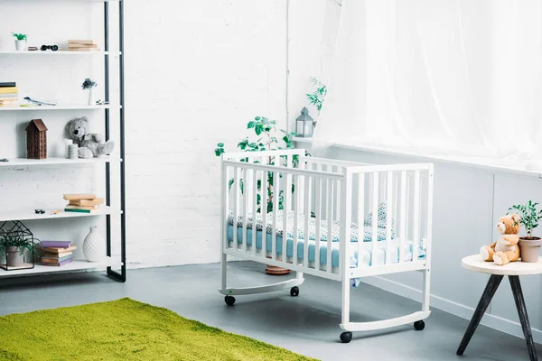 Interior Modern Light Childrens Room Crib — стоковое фото