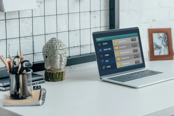 Laptop Loaded Sportbets Page Table Modern Office — стоковое фото