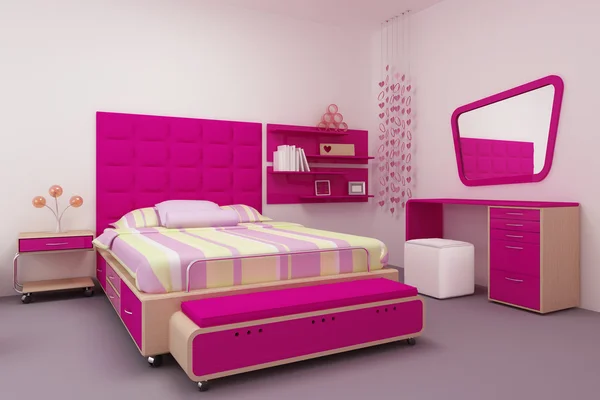 Розовый и милые спальни для девочек — стоковое фото