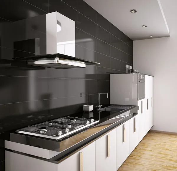 Современная кухня интерьер 3d — стоковое фото