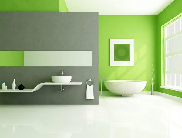 Зелено-серая современная ванная — стоковое фото