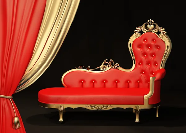 Королевский диван с золотой рамкой. занавес — стоковое фото