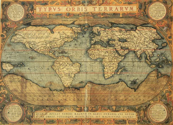 Старинная карта мира — стоковое фото