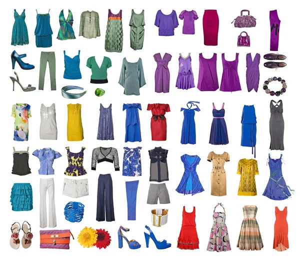Коллекция иконок различных одежды и аксессуаров — стоковое фото