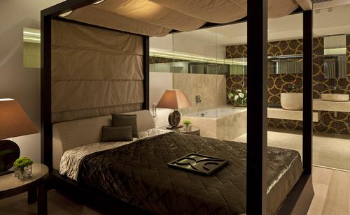 Дизайн спальни совмещенной с ванной комнатой